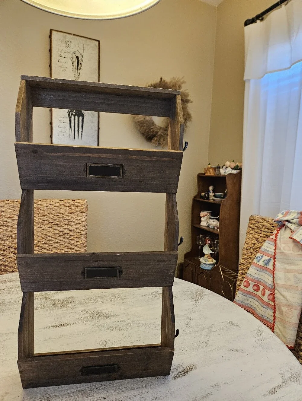 Rustic 3-Tier Wood Shelf Organizer in Dark Brown